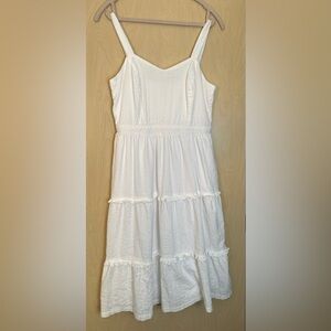 Japna White Tiered Midi Sundress